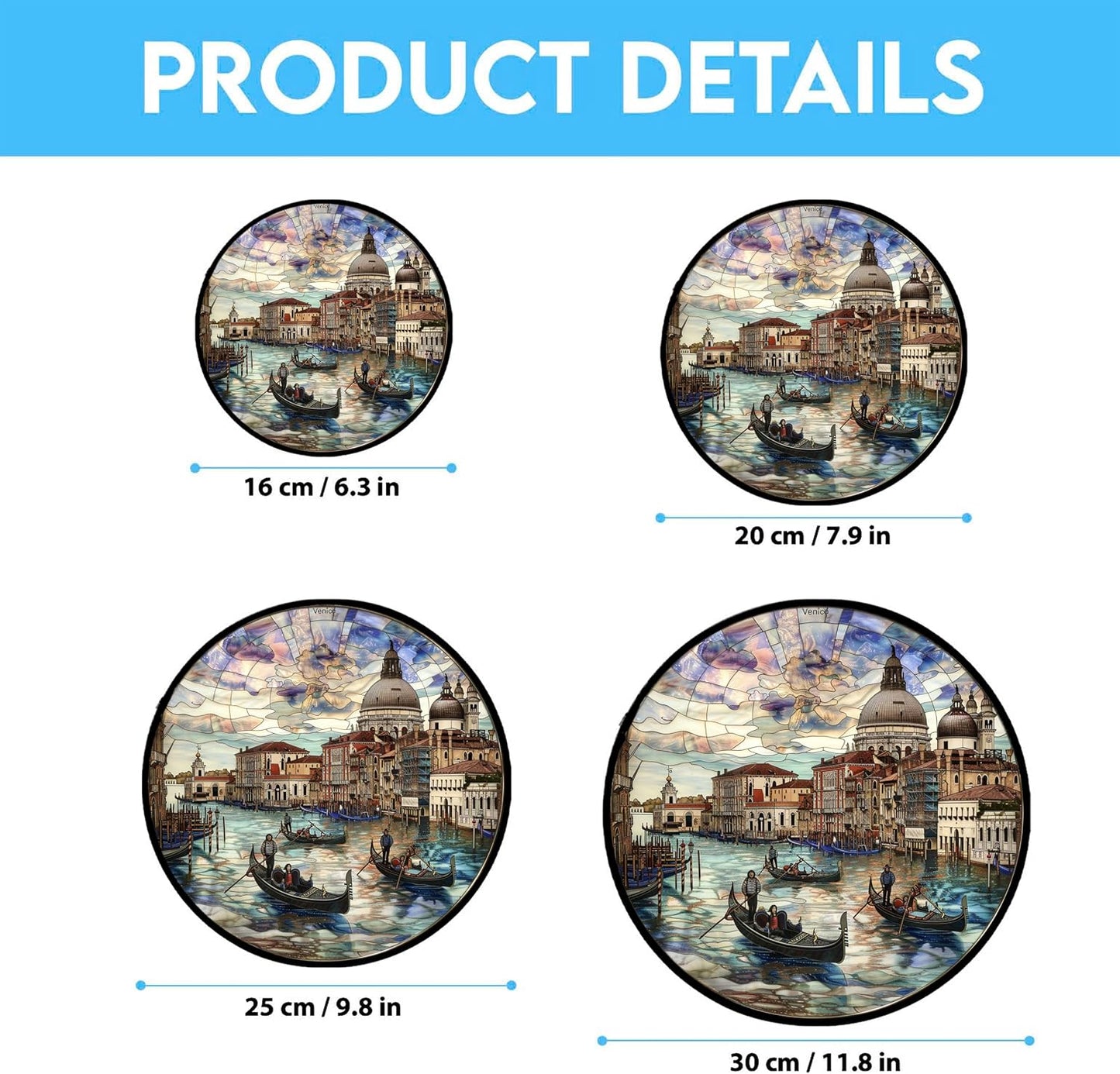 Customized Venice Italy Stained Glass Window Hanging Sun Catcher Halloween Haning Ornament Decoration Christmas Birthday Gifts for Lover Friends Mother Day