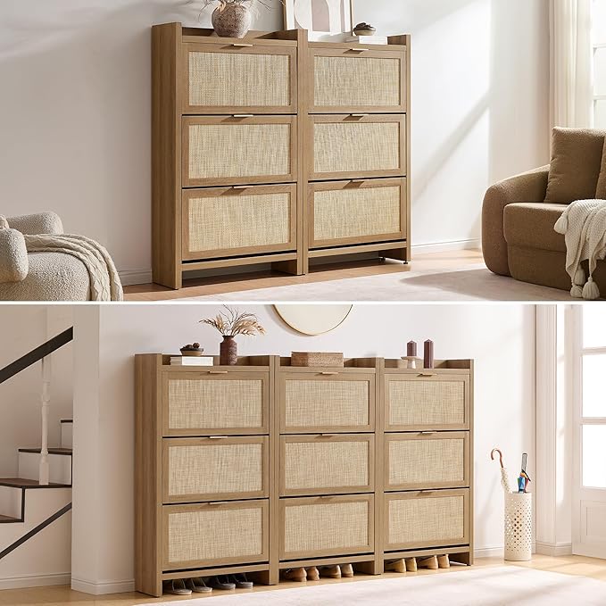 SICOTAS Rattan Shoe Storage Cabinet - Image 7
