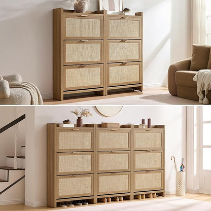 SICOTAS Rattan Shoe Storage Cabinet - Image 7