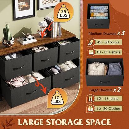 WLIVE Dresser for Bedroom with 5 Drawers, Wide Chest of Drawers, Fabric Dresser - Image 5