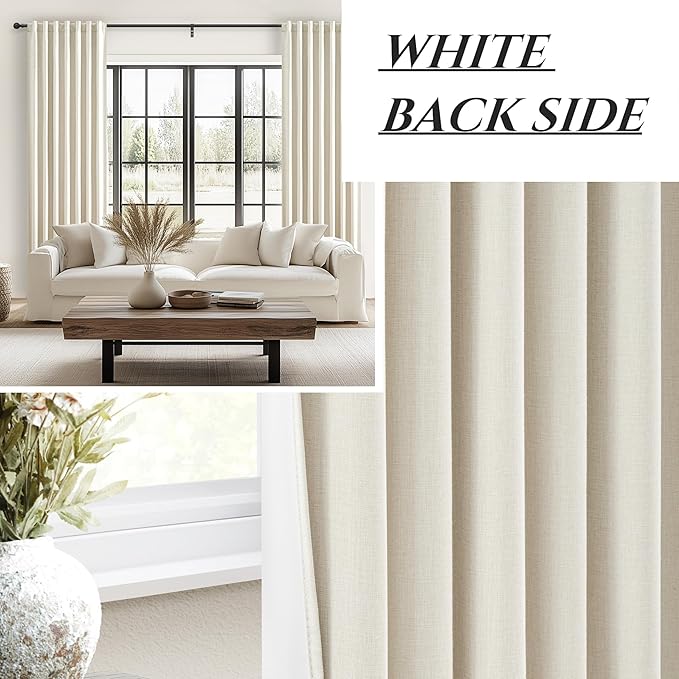 Warm Cream Thick Linen Black Out Curtains 45 Inch Long - Image 7