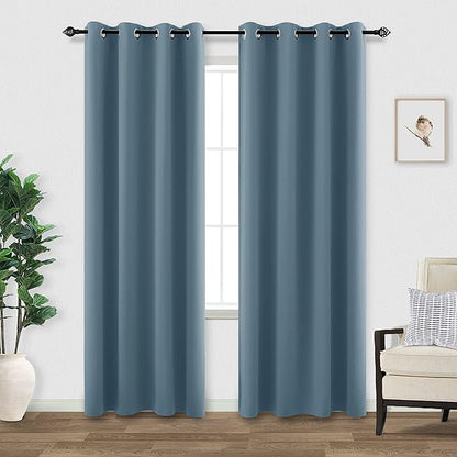 KOUFALL Slate Blue Window Treatments Curtains by KOUFALL