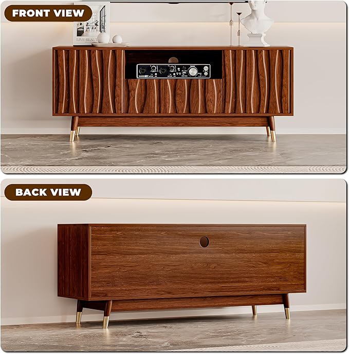 ATJafurn 55‘’ Brown Walnut Finish TV Stand - Image 2