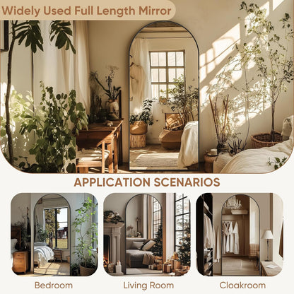 76"x34" Arched Full Length Mirror, Large Floor Mirror, Black | Oversized Aluminum Full Body Mirror, HD Shatterproof Tempered Glass, Lean/Stand/Wall for Living Room,Bedroom, Dressing Room