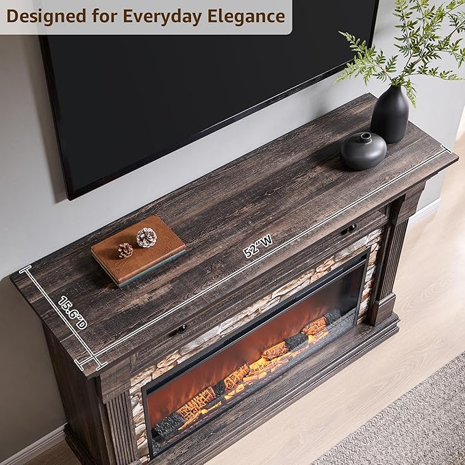 OKD 52" Farmhouse Electric Fireplace TV Stand - Image 5