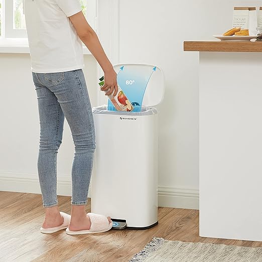 SONGMICS Trash Can with Lid, 8 Gallon Garbage Can, Stainless Steel Small Waste - Image 3