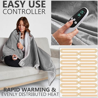Heated Blanket Electric Luxurious Fleece Throw Blanket, 9 Heat Settings & 12H - Image 3
