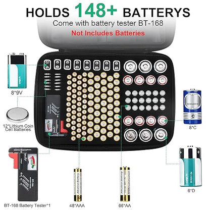 Battery Storage Box Hard Case Holds 148 Batteries, Waterproof Fireproof Battery - Image 2