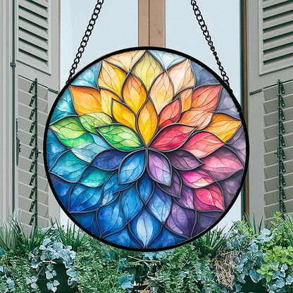 DASTOLL Stained Glass Window Hanging, Colorful Flower Petals Sun Catchers - Image 3