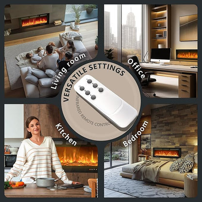 EUHOMY 60 Inch Electric Fireplace Wall Recessed and Wall Mounted - Image 7