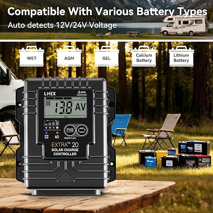Solar Charge Controller Waterproof, 20A Solar Panel Regulator - Image 7