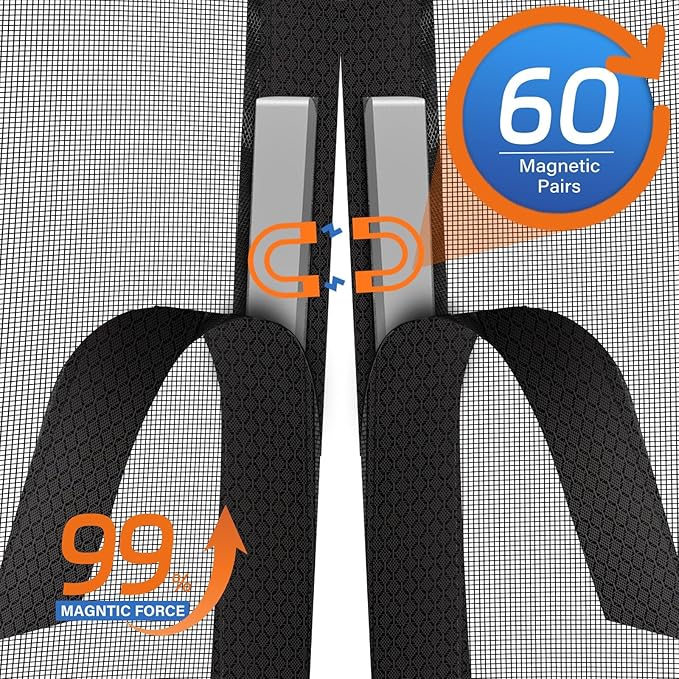 Magnetic Screen Door Left Right Side Opening Upgraded PET Mesh Greater Than - Image 4
