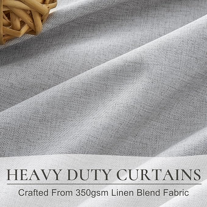 Light Grey 100% Blackout Curtains 54 Inches Long 2 Panels Set, Short Linen Heat - Image 5