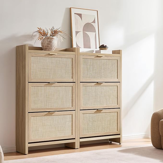SICOTAS Rattan Shoe Storage Cabinet - Image 6