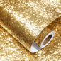 354"x17.7" Glitter Wallpaper Stick and Peel for Bedroom Gold Wallpaper Gold Glitter Wall Paper Removable Wall Covering for Bathroom Sparkle Contact Paper for Cabinets Chunky Sequins Vinyl
