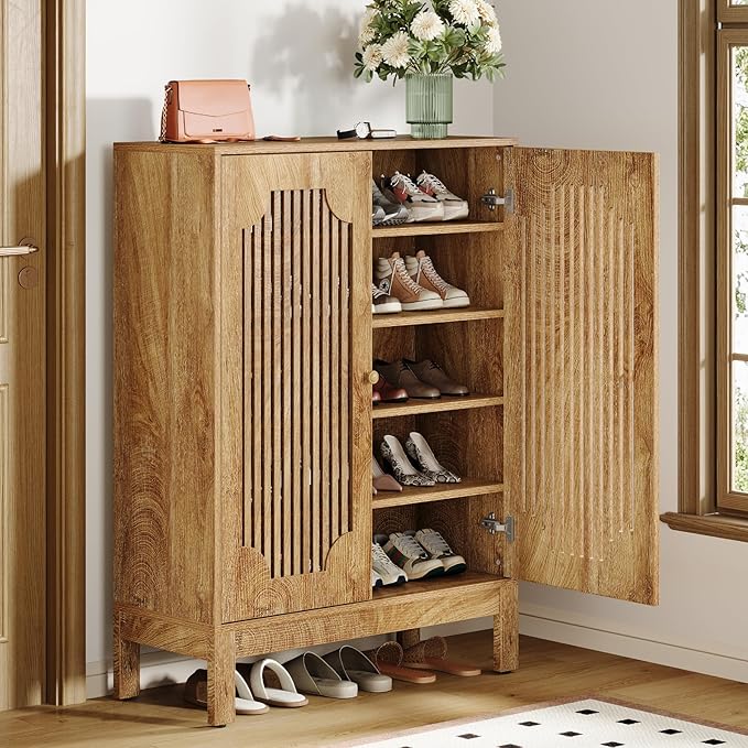 Tribesigns Shoe Cabinet with Doors, 5-Tier Shoe Storage Cabinet with Adjustable - Image 4