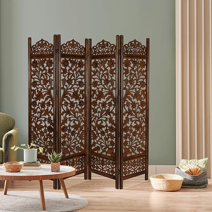 Lightnpro 4 Panel Wooden Room Divider 72 x 72 Inch - Image 2