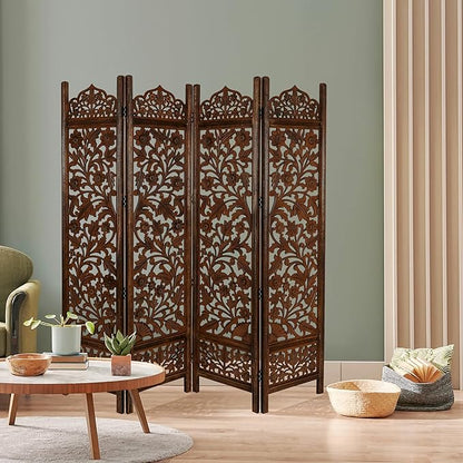 Lightnpro 4 Panel Wooden Room Divider 72 x 72 Inch - Image 2