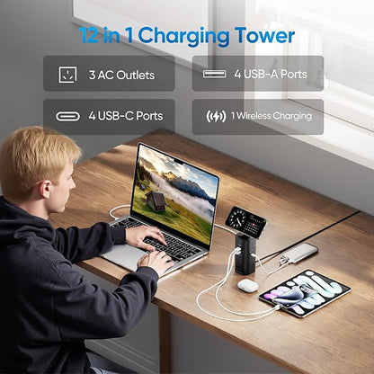Flat Plug Surge Protector Tower, TenTrend Power Strip Tower - Image 2
