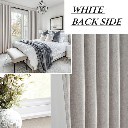 Pleat Linen Blend Room Darkening Curtains 92 Inch Length 2 Panels Set - Image 7