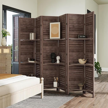 HOMCOM Room Divider, 6 Panel 67" Tall Wood Privacy Screen - Image 8