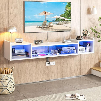 70.9"W Floating TV Stand with LED Lights & Power Outlets - Image 6