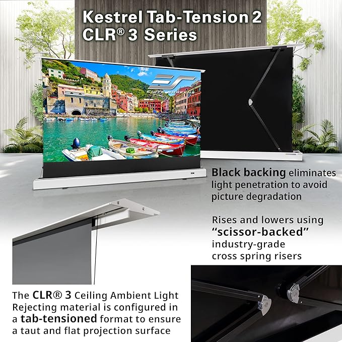 Elite Screens Kestrel Tab-Tension 2 CLR3, Ultra-Short Throw Ceiling Ambient - Image 7