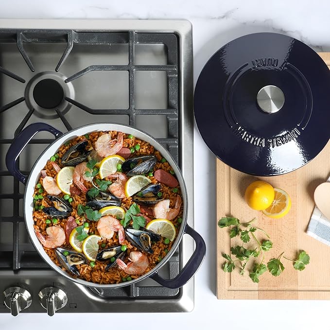 Martha Stewart Gatwick 7 QT Enamel Cast Iron Dutch Oven – Navy Blue, Heavy-Duty - Image 2