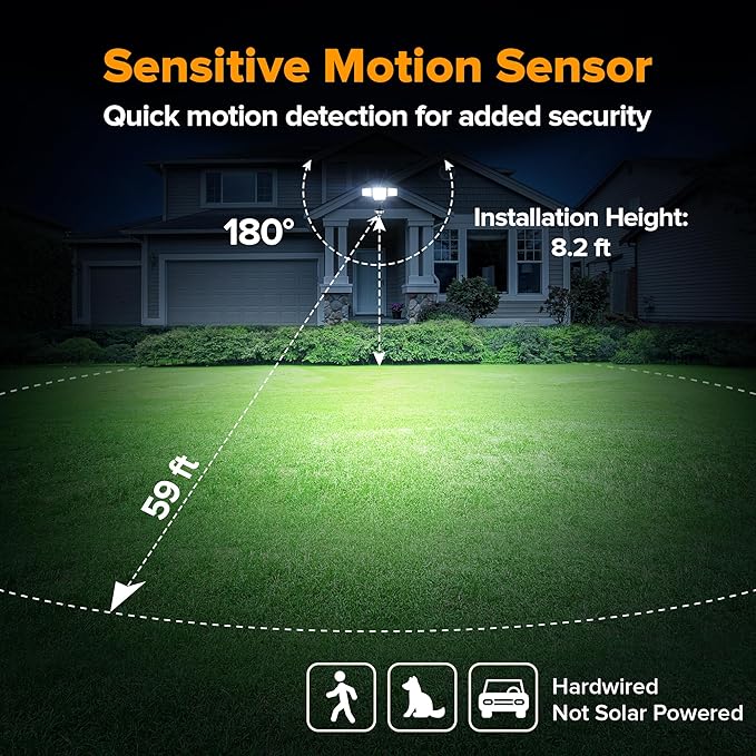 LUTEC 84W 9500LM LED Security Light Hardwire Motion Sensor Outdoor Lights - Image 3
