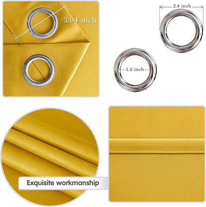DWCN Yellow Curtains for Living Room, Room Darkening Grommet Thermal Blackout - Image 6