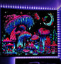 TUGCAY Blacklight Mushroom Tapestry, Glow In The Dark Tapestry Black Light Plant Fantasy UV Reactive Mushroom Butterfly Moon Tapestries Posters Wall Hanging for Bedroom Dorm Decor(50"x60")
