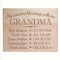 Great Grandma Gifts Birthday Ideas with Children's Names Personalized Birth Date Special Dates to Remember My Greatest Blessings Call me Grandma (12x15, Maple Solid Wood)