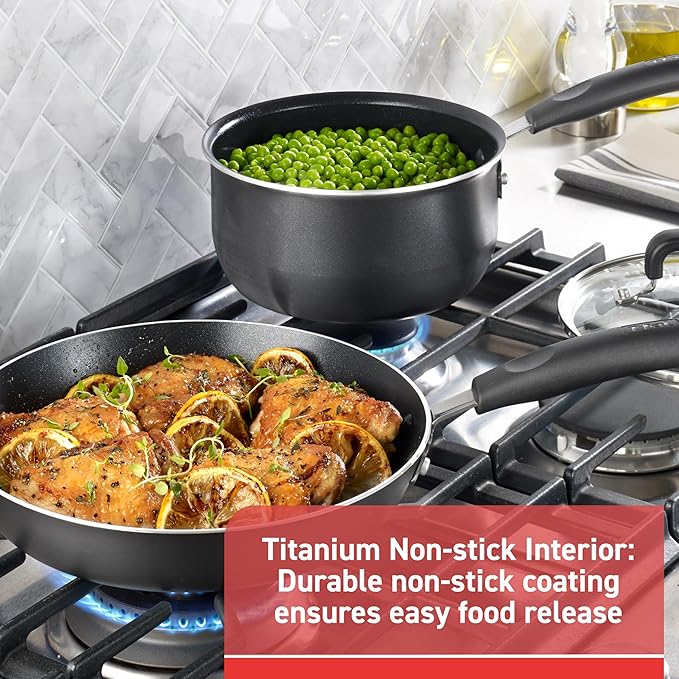 T-fal Signature Nonstick Cookware Set 12 Piece, Oven Broiler Safe 350F - Image 3