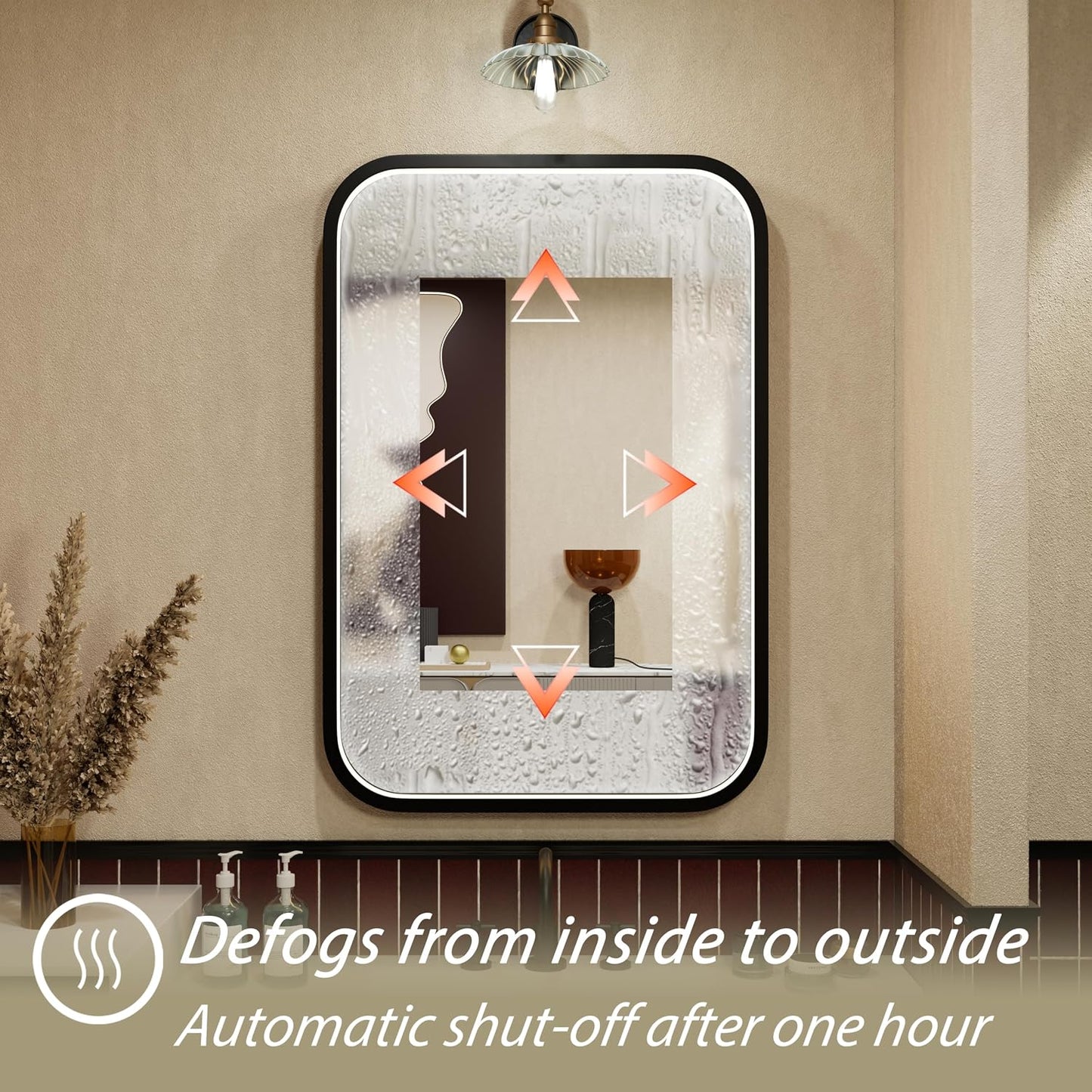 16"x24" Black LED Bathroom Mirror with 3000K/4500K/6000K Lights | Anti-Fog, Stepless Dimmable, Memory Function, Wall Mounted Aluminum Frame Lighted Bathroom Vanity Mirror, ETL Listed