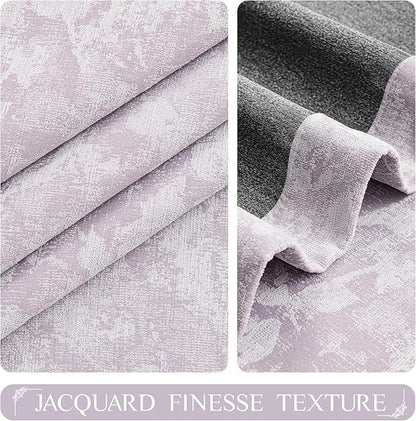Beauoop Purple Floral Jacquard Blackout Curtains 84 Inches Long 2 Panels - Image 2