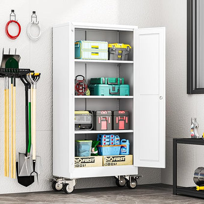 61" H Metal Garage Storage Cabinet, Rolling Tool Cabinet - Image 2