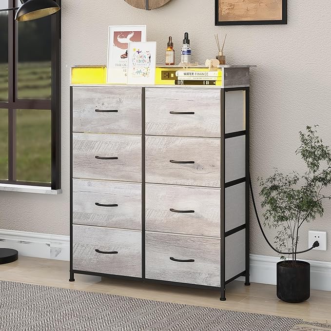 Dresser for Bedroom with Charing Station Grey Dresser with LED Lights Tall - Image 6