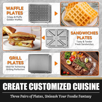 Belgian Waffle Maker with Removable Plates, Waflera Electrica, Large Waffle Iron - Image 4