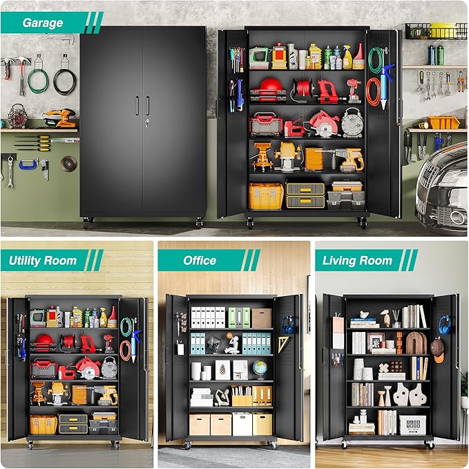 SISESOL Wide & Deep Metal Storage Cabinet - Image 7
