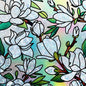 DKTIE Magnolia Pattern Stained Glass Window Film Floral Decorative | Window Privacy Film with Rainbow Effect Front Door Bathroom Room Decor (S678, 35.4in X 78.7in)