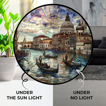 Customized Venice Italy Stained Glass Window Hanging Sun Catcher Halloween Haning Ornament Decoration Christmas Birthday Gifts for Lover Friends Mother Day