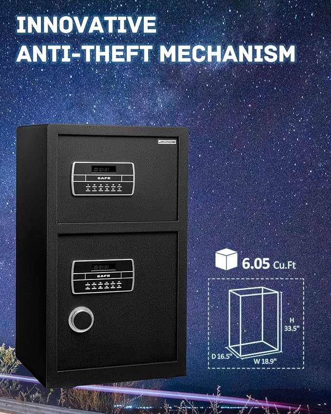 Extra Large Double Door Security Safe Box, 6.1 Cubic Feet Home Safe Lock Box - Image 4