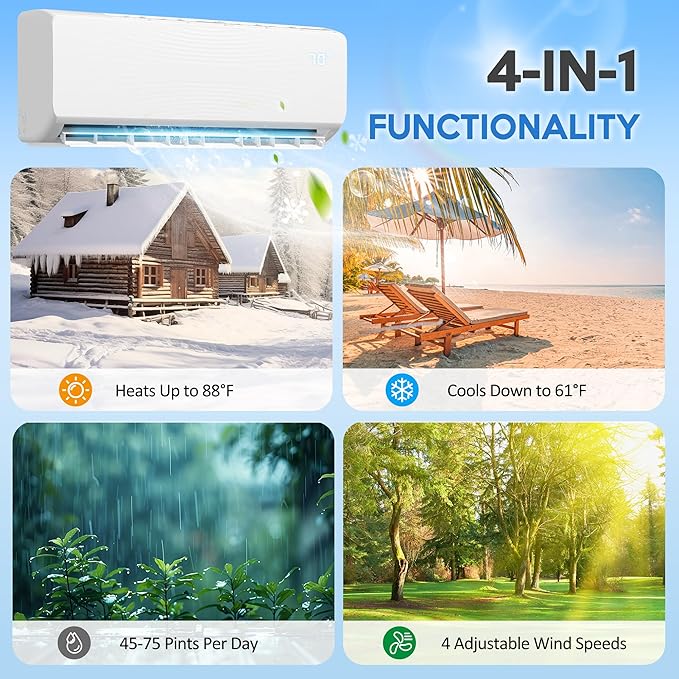 18000 BTU Mini Split Air Conditioner ＆ Heat Pump, 230V Wall Mount Ductless - Image 5