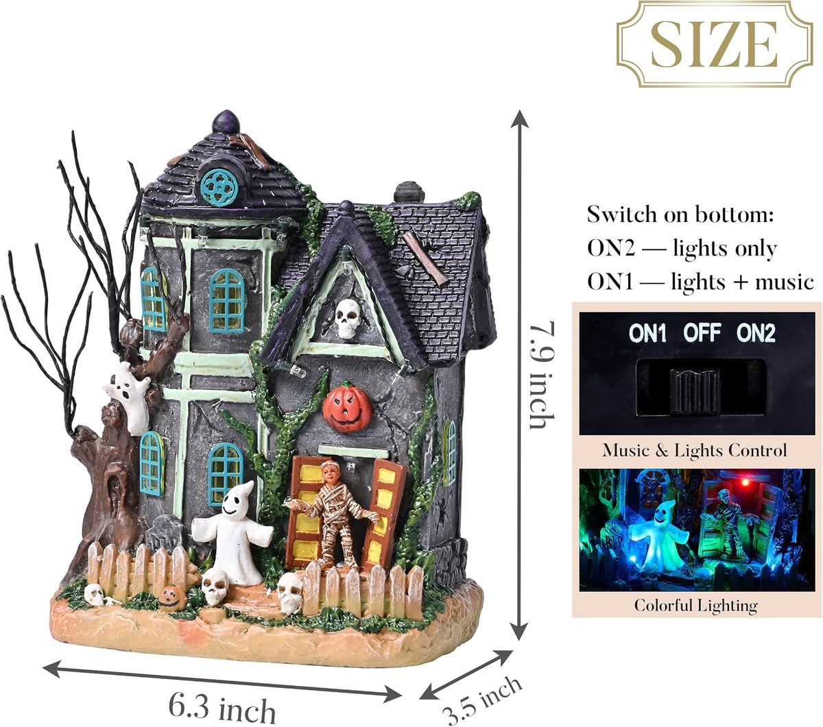 Valery Madelyn Halloween Decorations, Lighted Halloween Village Houses with M...