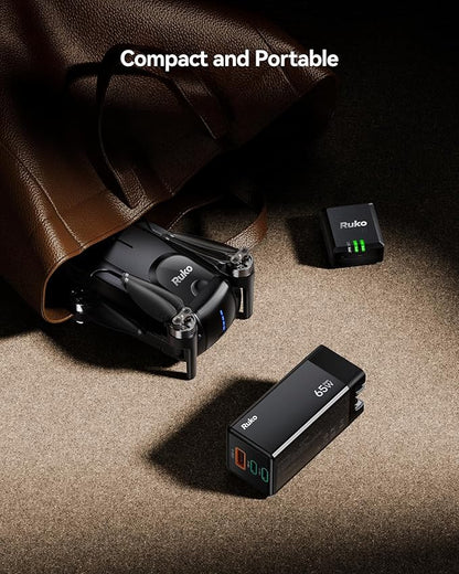Ruko 65W USB C Charger, 3 Port Compact Foldable GaN Fast Charging Block Wall - Image 8