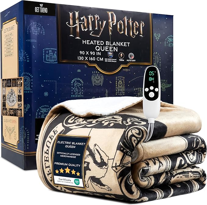 Harry Potter Gifts Heated Blanket Electric, Queen Size Luxurious Fleece by GetTrend