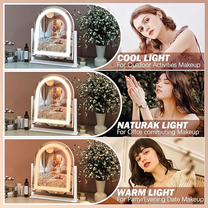 FENNIO Vanity Mirror with Lights 15"x13" Makeup Mirror with Lights, Lighted - Image 2