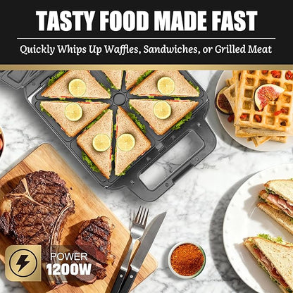 Belgian Waffle Maker with Removable Plates, Waflera Electrica, Large Waffle Iron - Image 2