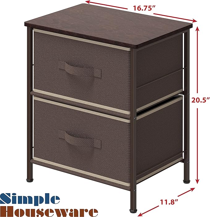 SIMPLE HOUSEWARE 2 Tier Night Stands Dresser - Image 3