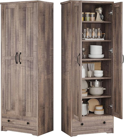 70" Tall Storage Cabinets, Large Wood Storage Pantry Cabinet by Decofy